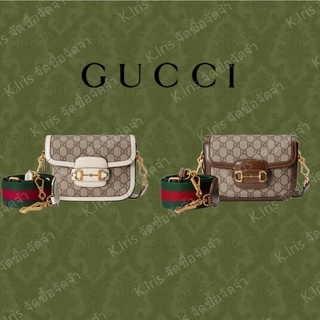 Gucci/GG/กระเป๋าถือขนาดเล็ก GUCCI Horsebit 1955 series (พร้อมสายสะพายไหล่ถอดออกได้)ของแท้ 100%