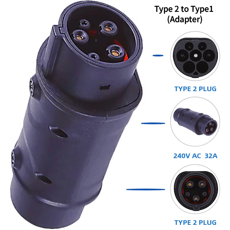 32A EV charger converter charging station IEC 62196 Type2 to J1772 Type1 and Type1 to Type2，Electric