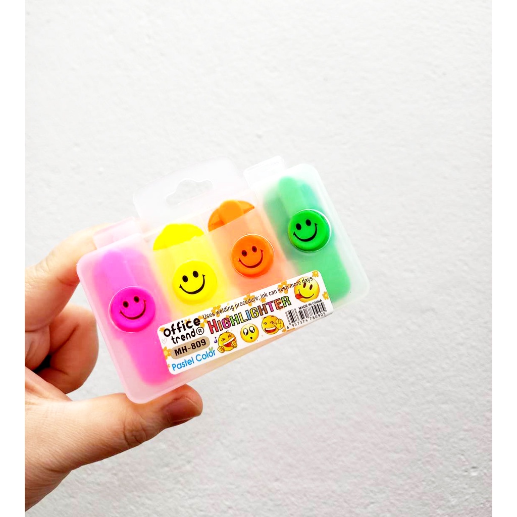ปากกาไฮไลท์ เน้นข้อความ  ขนาดมินิ เซ็น4ชิ้น พร้อมกล่องพลาสติก พกพาสะดวก