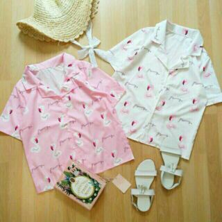 🔥พร้อมส่ง❗เสื้อเชิ้ต ฟามิงโก้ flamingo shirt