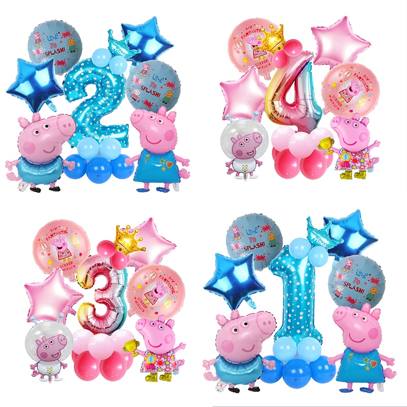 ชุดลูกโป่งฟอยล์ Peppa Pig ของขวัญวันเกิด สําหรับตกแต่งภายใน ปาร์ตี้เด็กผู้ชาย และเด็กผู้หญิง