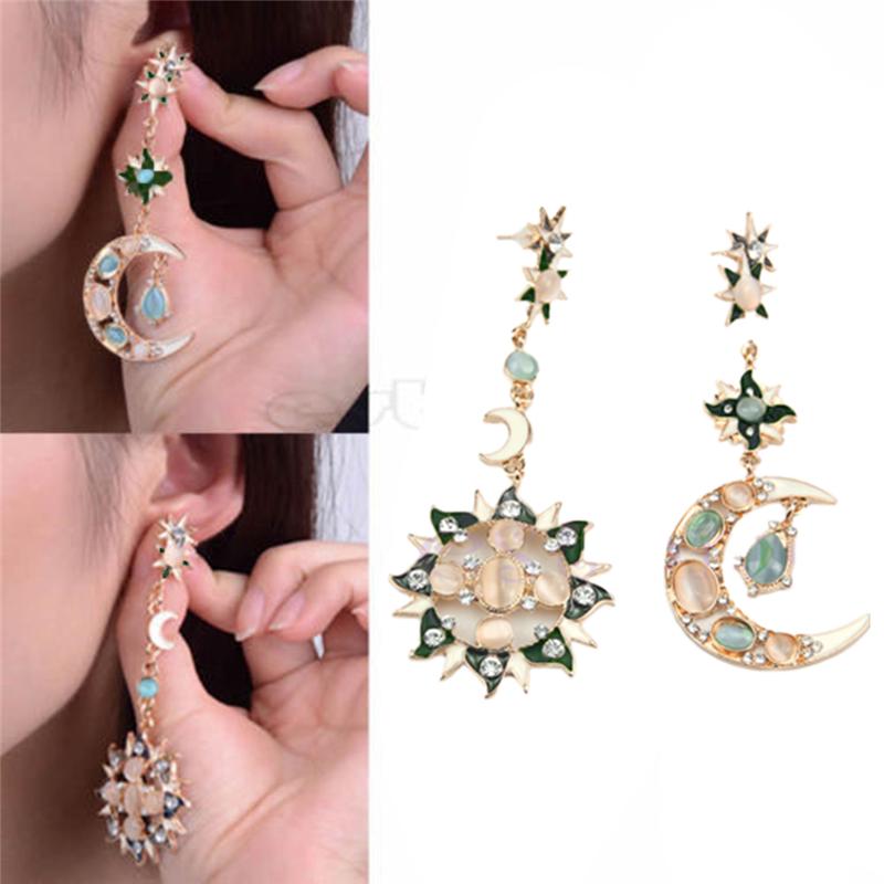 inf ต่างหูแฟชั่นสวยหรูจี้ดวงจันทร์คริสตัล rhinestone