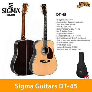 Sigma Guitars DT-45 Acoustic Guitar กีต้าร์โปร่ง กีต้าร์อคูสติก ทรง Dreadnought แถมฟรี Softcase