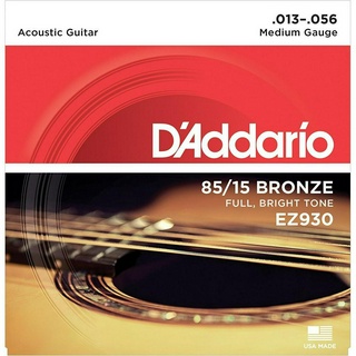 DAddario® สายกีตาร์โปร่ง เบอร์ 13 แบบ 85/15 Bronze ของแท้ 100% รุ่น EZ930 (Medium, 13-56) ** Made in USA **