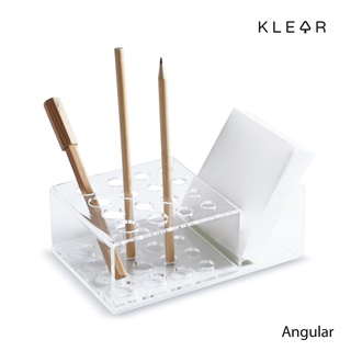 KLEAR Angular ที่เสียบปากกา ที่เสียบดินสอ กล่องใส่กระดาษโน๊ต ชุดของใช้ตั้งบนโต๊ะทำงาน อะคริลิคใส : KD009