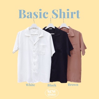 Basic shirt เสื้อเชิ้ตฮาวานแขนสั้น สีพื้น 3 สีพร้อมส่ง แมชง่ายทุกสี