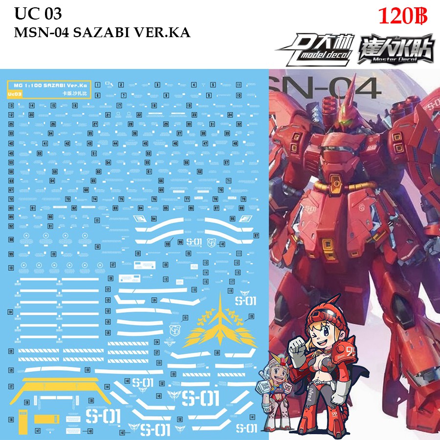 ดีคอลน้ำ [D.L. Darlin] UC03 UC35 MSN-04 SAZABI VER.KA MG 1/100 Water Decal UC 03 35