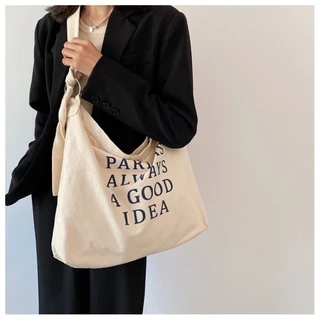 กระเป๋าผ้าสกรีน Paris is alway a good idea มีซิป