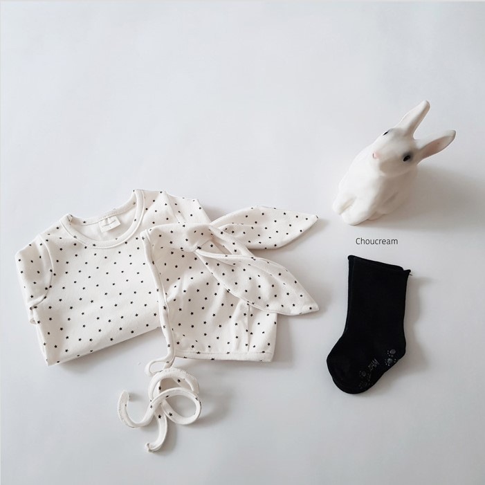 Baby Boy Girl Star Print Romper + Rabbit Ears Hat Baby One Piece Jumpsuit Long Sleeved Autumn Clothes