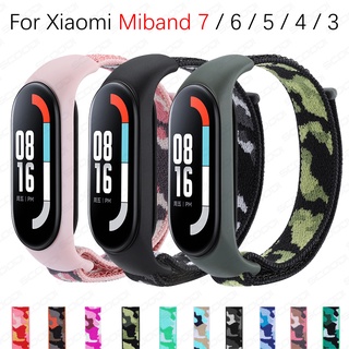 สายนาฬิกาข้อมือไนล่อน ลายพราง สําหรับ xiaomi Mi band 7 6 5 miband 4 3