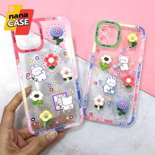 เคสซัมซุง/Samsung A10 A12 A13 A22(5G) A23 A53 เคสมือถือนิ่มใสกันกล้อง ซิลิโคน TPU ติดการ์ตูนดอกไม้นูน Diy