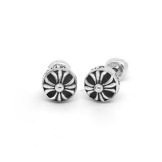 Chrome Hearts Sterling Silver 925 เครื่องประดับเงินแท้ ต่างหู Cross Ball Stud Earring Code:CED016