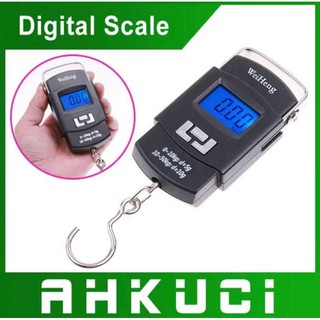 ﻿LXJ เครื่องชั่งน้ำหนักกระเป๋าแบบพกพา WH-A08L 50kg 5g LCD Screen Digital Hanging Scale with Backlight and Hook