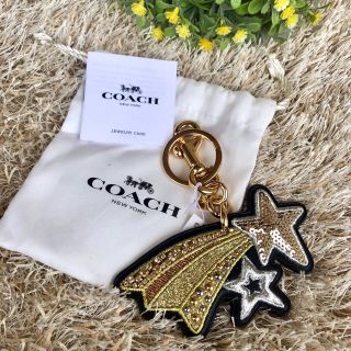 🎀พวงกุญแจรูปดาวตกสีทอง EMBROIDERED SHOOTING STAR BAG CHARM 
COACH F39610
BLACK/GOLD