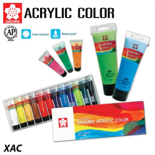SAKURA Acrylic Colors สีอะคริลิค ซากุระ 20ml ชุด 12 สี #XAC20-12