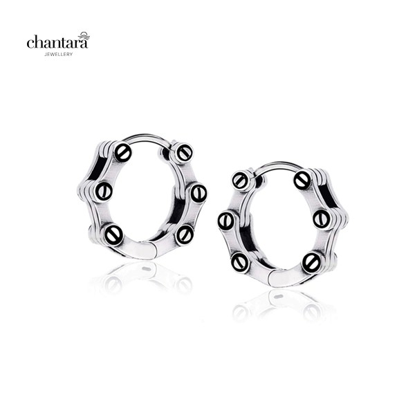 CHANTARA - ต่างหูห่วง ต่างหูเงิน925 "Gear Vintage Earring" ต่างหูวินเทจ ฟรีผ้าเช็ด