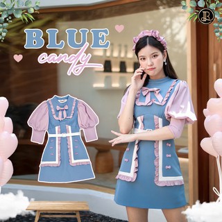 BLT BRAND การันตีเสื้อผ้าแบรนด์แท้ มินิเดรส สีฟ้าแขนสีชมพู BLUE CANDY เหลือแต่ Size XS 1 ชุดเท่านั้น