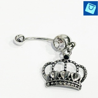 😊ถูก l พร้อมส่ง😊จิวสะดือสแตนเลส มงกุฎ จิวสะดือรูปมงกุฎหัวใจ