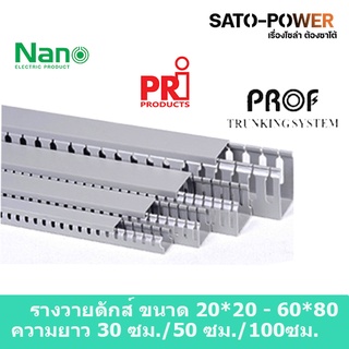 *รางวายดัก NANO WD6040NANO 60x40 ยาว 30ซม. 50ซม. 99ซม. รางเก็บสายไฟ สีเทา รางเก็บสายไฟแบบทึบ รางครอบสายไฟพลาสติก แบบทึบ