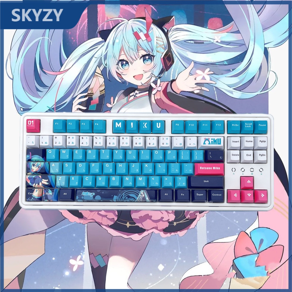 Hatsune Miku Keycap Cherry Profile Miku อะนิเมะ PBT Dye Sub คีย์บอร์ดเครื่องกล Keycaps