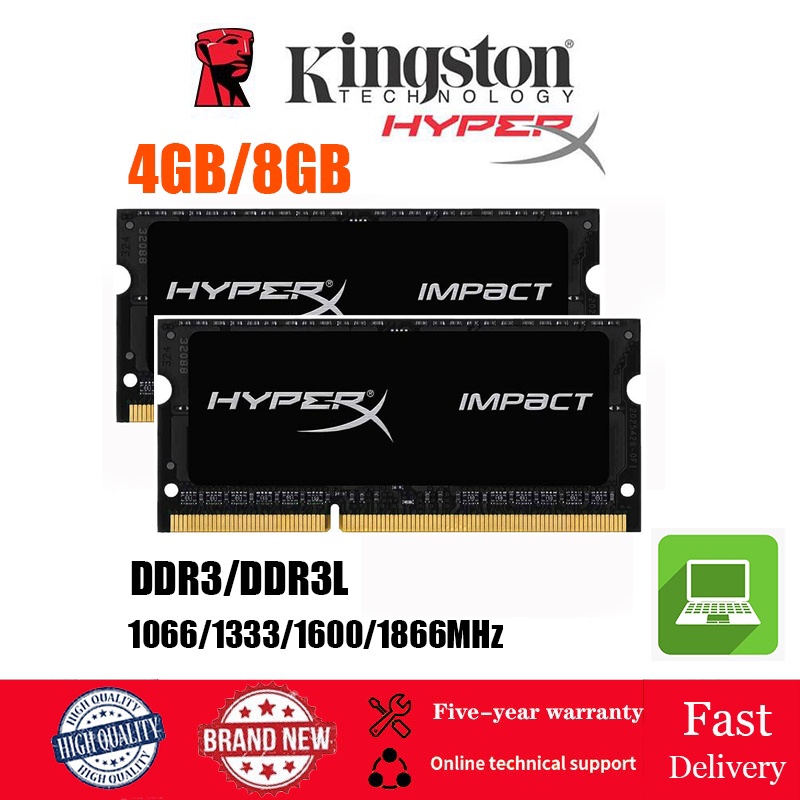 【พร้อมส่ง】แรมหน่วยความจําโน้ตบุ๊ก Kingston Hyperx 4GB 8GB DDR3 DDR3L SODIMM 1066 1333 1666 1866MHz 204Pin 1.35V 1.5V RAM PC3-8500 10600 12800 14900 สําหรับแล็ปท็อป