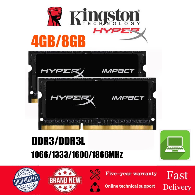【พร้อมส่ง】แรมหน่วยความจําโน้ตบุ๊ก Kingston Hyperx 4GB 8GB DDR3 DDR3L SODIMM 1066 1333 1666 1866MHz 2