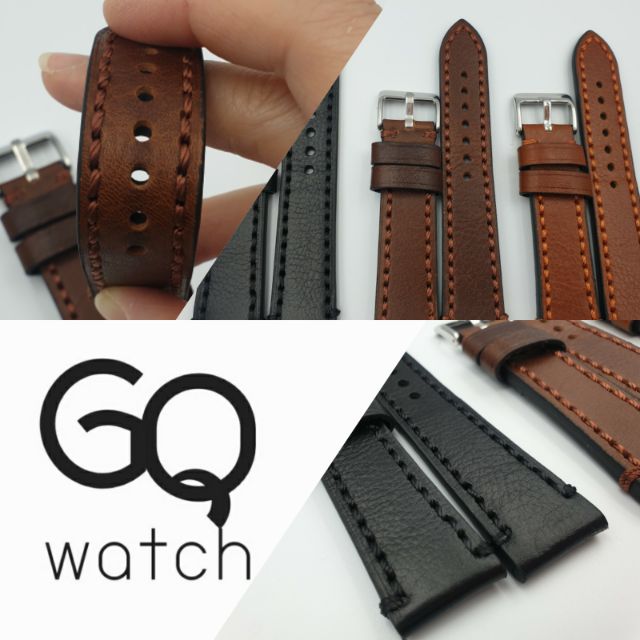 GQ watch สายนาฬิกา สายหนังแท้ หนังนิ่ม คัตติ้งเป๊ะ Wristwatch strap genuine leather: Seiko