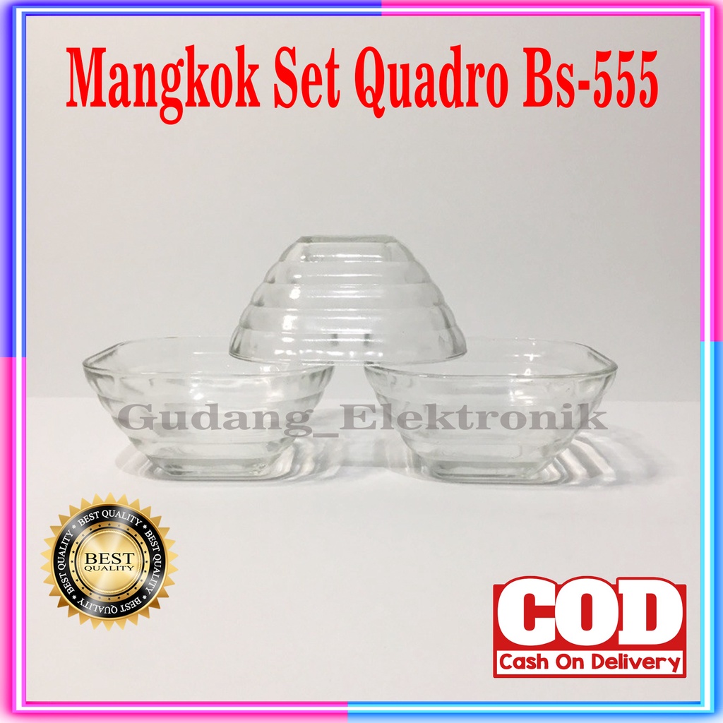 KimGlass Quadro ชุดชามของขวัญแก้วใส 6 ชิ้น BS-555