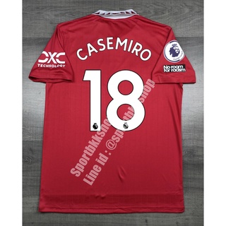 เสื้อฟุตบอล แมนยู Home เหย้า 2022/23 พร้อมเบอร์ชื่อ 18 CASEMIRO และอาร์มพรีเมียร์ลีค No Room