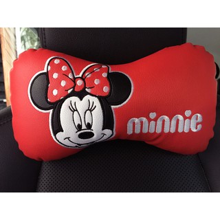 ลิขสิทธิ์แท้ มินนี่เม้าส์ หมอนรองคอ ทรงกระดูก 1 ชิ้น หนังเทียม Minnie Mouse Faux Leather Neck Rest Cushion Head Pillow