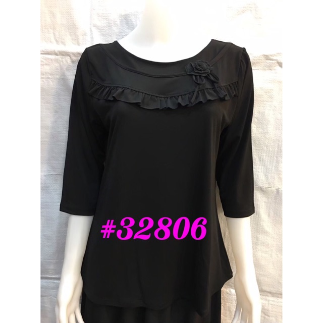 ❣️32806❣️เสื้อดำผ้าเกาหลีสำหรับสาวอวบ คนอ้วน L-XXL เสื้องานศพ