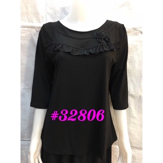 ❣️32806❣️เสื้อดำผ้าเกาหลีสำหรับสาวอวบ คนอ้วน L-XXL เสื้องานศพ
