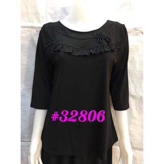 ❣️32806❣️เสื้อดำผ้าเกาหลีสำหรับสาวอวบ คนอ้วน L-XXL เสื้องานศพ