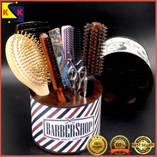 Retro BARBERSHOP ROUND TOOL HOLDER STAND SCISSORS TOOLS BARBER SALON