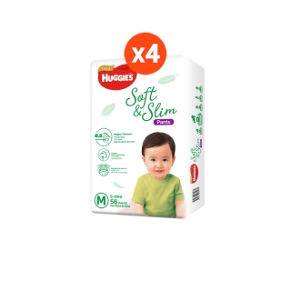 [ขายยกลัง! รวม 4 แพ็ค] HUGGIES ฮักกี้ส์® กางเกงผ้าอ้อมเด็ก โกลด์ ซอฟท์แอนด์สลิม [CNDEC1K ลด120.-]