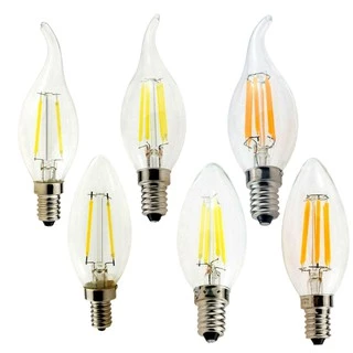 หรี ่ แสงได ้ E14 2W 4W 6W 220V Edison COB Filament Retro LED Light Candle/Flame หลอดไฟโคมไฟโคมระย ้ า