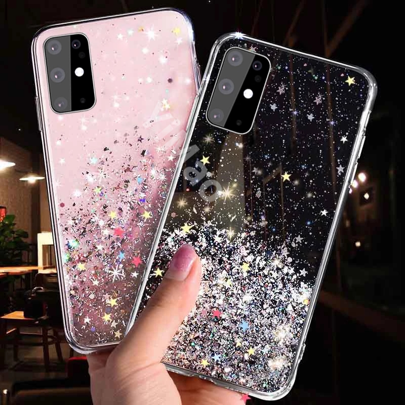 เคสโทรศัพท์ใส แบบนิ่ม ประดับกากเพชร และเลื่อม สําหรับ Samsung Galaxy M51 A12 A02S A21S A11 M11 A31 A70 A70S A71 A02 A51 A10S A20S A30S A50S