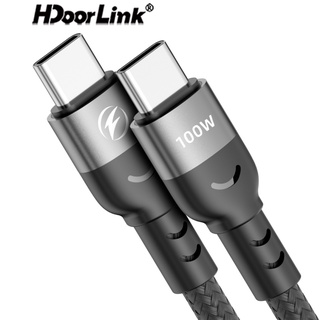 Hdoorlink 2 in 1 สายเคเบิลชาร์จเร็ว 60W Type C เป็น USB C 480Mbps PD 100W สําหรับ Samsung