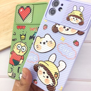 เคสOppo A52 Vivo Y12/Y17 Y20!! เคสโทรศัพท์ฝาปิดเลนส์กล้องฝาสไลด์ เคสกันเลนส์กล้อง เคสสีพาสเทล พิมพ์ลายการ์ตูน เคสแฟชั่น