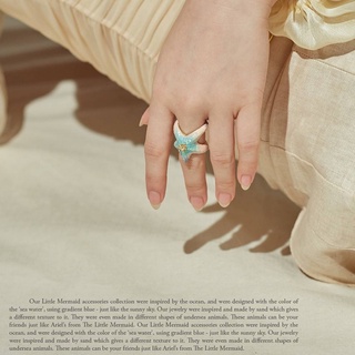 FAIRY TALES - Little Mermaid Star Fish Ring แหวนทะเล / รูปสัตว์ / ปลาดาว กริตเตอร์วิบวับ แฟชั่น สไตล์summer