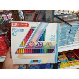 ตราช้างดินสอสีไม้แท่งยาว พรีเมี่ยม 4.0 24และ12 สี/กล่อง