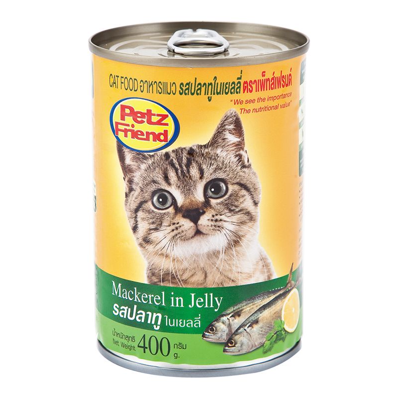เพ็ทส์เฟรนด์ อาหารแมว รสปลาทูในเยลลี่ 400ก.X3 อาหารแมว Petz Friend Cat Food Mackerel 400 g x 3