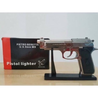 Pistol Lighter U.S. 9mm M9 โมเดลไฟแช็กตั้งโชว์ ไฟฟู่ สามารถเติมแก๊สได้ ปรับไฟได้