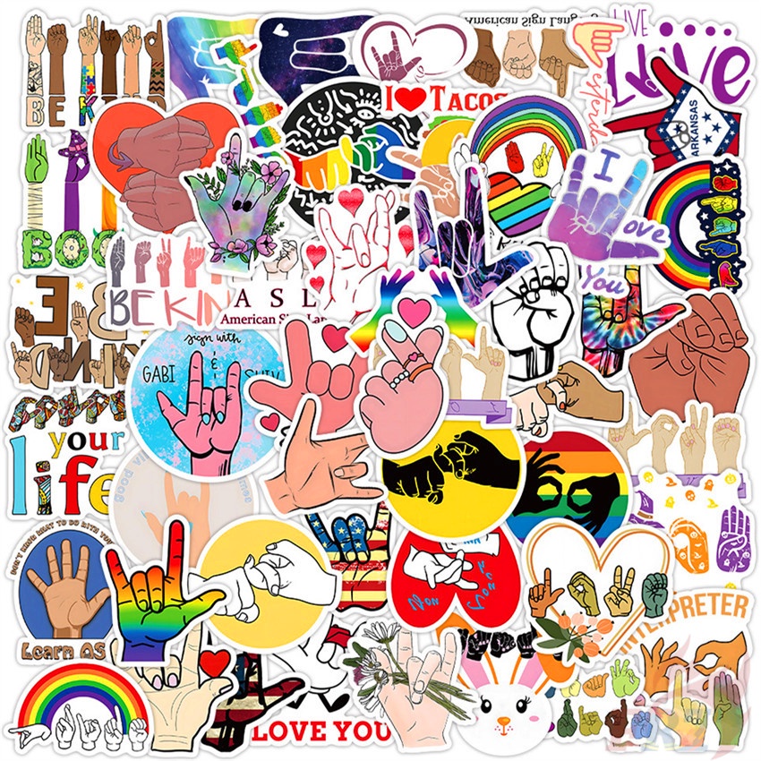 ❉ Sign Language Series 01 สติ๊กเกอร์ ASL ❉ 50 ชิ้น/เซ็ตแฟชั่น DIY สติ๊กเกอร์กันน้ํา Doodle สติ๊กเกอร