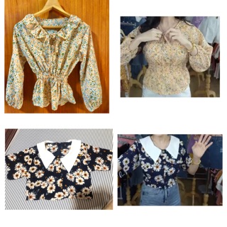 เสื้อผ้าเเฟชั่น ลายดอกเดซี่ฉ่ำๆ ระบายปกรอบคอ น่ารักๆ 🌸🌼🌸🌼