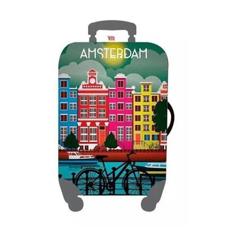 ผ้าคลุมกระเป๋าเดินทาง ผ้ายืด ลาย Amsterdam (Size M)