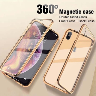 เคสกระจกนิรภัย แม่เหล็ก 360 องศา หรูหรา สําหรับ iPhone 6 6s 7 8 Plus XS Max X XR 11 11Pro