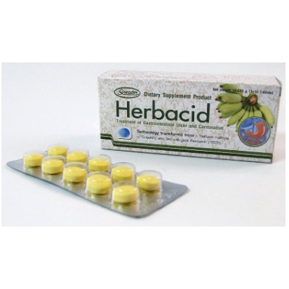 ของดี Herbacid เฮอร์บาสิด ผงกล้วย ผสม ผงขิง ผงกล้วยดิบ อัดเม็ด ขับลม 30 เม็ด [9735]