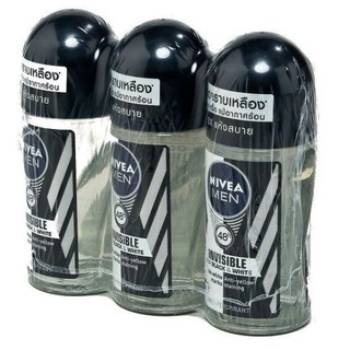 Nivea  Roll-on Black&amp;White นีเวีย แบล็คแอนด์ไวท์ โรลออน ขนาด 50ml/ขวด แพ็คละ3ขวด