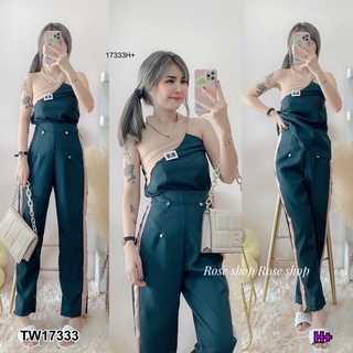 B17333 set 2 ชิ้น เสื้อคล้องคอปกโลโก้ + กางเกงขายาวแถบข้าง Set of 2 pieces: logo shirt + side stripes pants